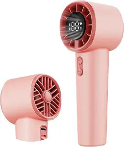 Portable Handheld Turbo Fan, Strong Wind Cute Mini Personal Fan, 120 Levels Infinite Speed, 4000mAh Rechargeable Hand Held Fan for Beach Travel Cruise Camping Office Lash Makeup for Women Girls, Pink
