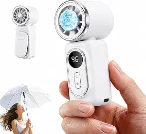 Portable Clip-On Mini Fan with Ice Cooler, Personal Handheld Turbo Fan 3000mAh Rechargeable, 180 Rotatable Air Outlet, High-Speed Motor for Makeup/Travel/Home/Outdoor