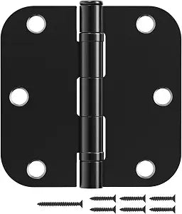 3 Pack Matte Black Door Hinges 3.5 Inch with 5/8" Radius Ball Bearing