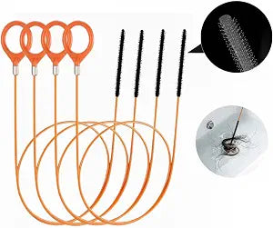 35 Inch Drain Snake Hair Clog Remover Tool, Long Flexible Anti-Break Steel Plumbing Snake, for Bathroom Sink, Shower, Tub, Pipe Drain (4 Pack)