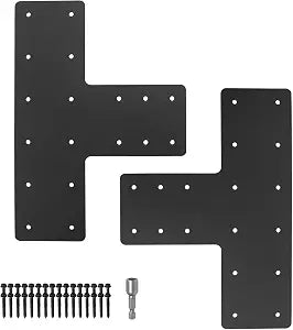 T Post Bracket 2PCS,16.8"x12" T Flat Mending Plate for Repair Framing