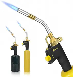 Propane Torch Head, Upgraded 10,000 BTU, Built-in Regulator&Flame Lock, 360 All-Angle Burn Plumbing Torch Compatible with MAPP/MAP-Pro/Propane for Soldering, CSA Certified