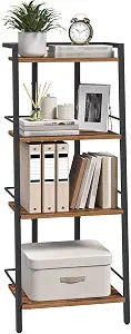 MAHANCRIS 4-Tier Book Shelf, Ladder Shelf, Bookcase, Ladder Shelving Unit