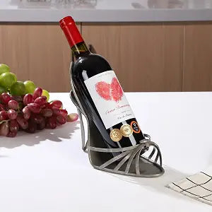 Countertop Wine Rack - Freestanding Wine Bottle Holder Stand, High-Heeled Shoes Shaped Wine Holder Wine Rack Shelf Home Decoration Crafts (Gray)