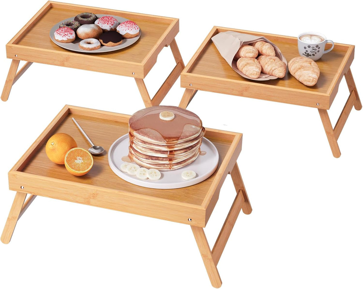 VERTORGAN 3 Pack Bamboo Bed Tray Table,Serving Tray(Natural)