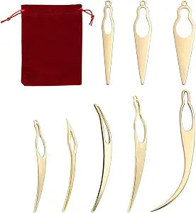 Frutain 8 Pcs Gold Interlocking Tool for Locs with Storage Bag Loc Needle