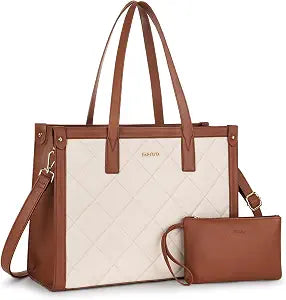 MOSISO Laptop Tote Bag for Women, 15.6 inch PU Leather Shoulder Bags