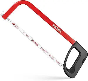 HAUTMEC 12-Inch Hacksaw, High Tension Hack Saw Frame with 24 TPI Bi-Metal HSS Blade, Hand Saw for Cutting Metal, Steel Pipe, PVC & Wood (HT0398)