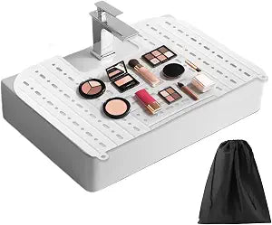 Bathroom Sink Top Cover for Counter Space - Foldable Makeup Mat,White