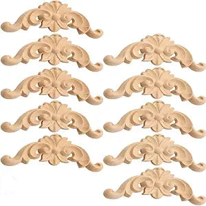10 Pieces Wood Appliques and Onlays 4x4cm/1.57"x1.57" Unpaint Cute Wooden Carvings Coner for Furniture Decorative Wooden DIY Carved Onlay for Mirror Bed Door Cabinet Wardrobe Furniture Decoration