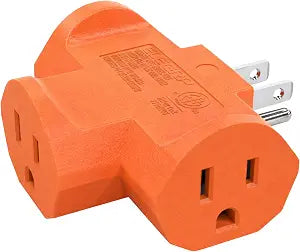ELEGRP 3-Prong Heavy Duty Power Extender To Triple Outlet in T Direction, Multi-Directional Grounded Wall Tap Outlet Extender with 3 Prong Plug-in, 15-Amp, 125-Volt, ETL Listed, 1 Pack, Orange
