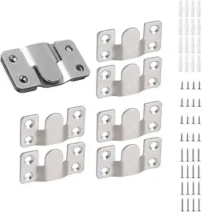 4 Pairs Large Silver Stainless Steel Interlocking Flush Mount French Cleat Hangers  Hidden Hardware for Frames, Furniture, Beds, Mirrors, Photos, Paintings, etc.
