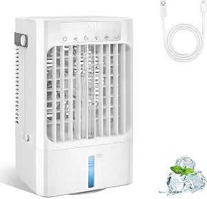 Portable Air Conditioner Fan, Mini Air Cooling Fan with 3 Speeds,Air Conditioner with 120 Oscillating & 1-8H Timer,AC with cooling mist,Ventilador portatil de CA for Bedroom Office-900ml water tank