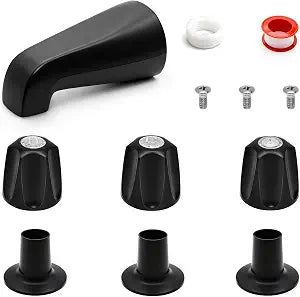 Bathtub Faucet Set,Matte Black 3 Pieces Shower Knobs and Bath Tub Spout Kit,Compatible with Price Pfister Verve Tub Shower Faucet Handle Set,for 1/2" and 3/4" Male Threaded Connections