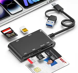 USB C/USB SIM Card Adapter, 7 in 2 CAC Reader for SD/TF/M2/ID/IC/SIM/PIV/Ms