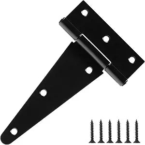 TDCHINGES T Strap Black Gate Door Hinges 6 Inch for Wood Shed 2.5mm 4 Pack