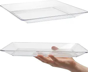 Bluesky Trading Clear Plastic Rectangular Serving Tray - Pack Of 1 - Elegant Design, Perfect For Weddings, Birthday Parties, Hosting, Entertaining, Special Events, Everyday Use, & More