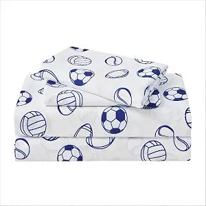 Twin Sheets Set Kids, 3 Pcs Microfiber Bed Sheets for Boys & Girls, Soft Breathable Flat Sheet Fitted Sheet & Pillowcase, Sports