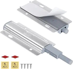 Push Open Door Latch, Jiayi 2 Pack Magnetic Cabinet Push Open Latch, Touch Latches Push Latch for Hidden Doors Closure Silver Push Release Press Out Cabinet Catches Hardware