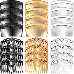 24 Pcs French Side Hair Twist Comb Accessories, 11/23 Teeth, Women