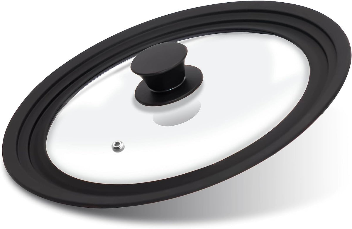 Lerykin Tempered Glass Lid - Universal Lid with Heat Resistant Silicone Rim for Pots, Pans and Skillets - Pan Cover Replacement Lid Fits 9.5", 10" and 11" Diameter Cookware