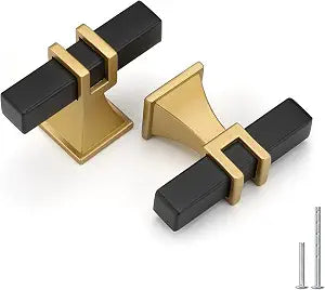 Haliwu 10 Pack Cabinet Knobs Black and Gold Cabinet Pulls Kitchen Handles