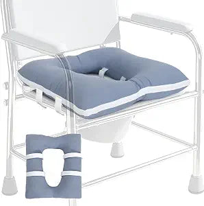 Bedside Commode Seat Cushion, Machine Washable Soft Toilet Seat Cover With Removable Pillowcase, Padded Toilet Seat Risers for Seniors, 17"x14" Commode Pads, Light Blue