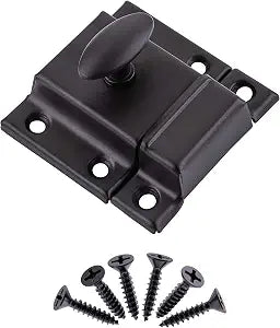 Small Stamped Oil Rubbed Bronze Cabinet Door Latch - 1 7/8"  1 7/8" - Spring Loaded Cupboard Door Latch with Oval Turn - Vintage Cabinet Hardware | UA-141-LOB (1)