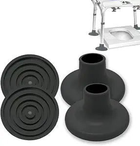 Toilet Chair Safety Replacement Feet, 1-1/8" Suction Cup Feet for Shower Stool and Transfer Bench, Anti Slip Rubber Cap Mats for Elderly Disabled, Black, 4 Pcs