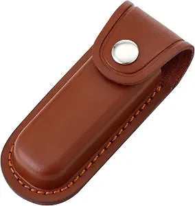 Pocket Knife Sheath, 4" Folding Pocket EDC Knife Case, Portable Pouch Knife Leather Holster with Snap Closure and Belt Loop, Accessory for Outdoor Climbing, Camping, Cycling and Hiking, Brown