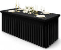 misaya Spandex Stretch Black Table Cloth Skirt for 6 Foot Rectangle Tables