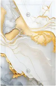 Exquisite White Gold Marble Abstract Luxurious Print Light Switch Cover Plate 1 Gang No Device Blank Electrical Wall Plates Faceplate Decorative Switch Plate Covers for Bathroom Kitchen Decor
