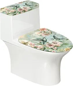 Hummingbird Toilet Tank Lid Pink Flower Toilet Seat Lid Cover Toilet Tank Lid Covers for Bathroom Toilet Seat Cover Elongated Toilet Seat Lid Covers for Bathroom Seat Cover