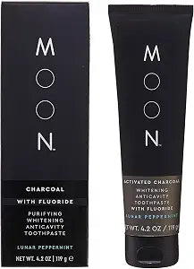 Moon Charcoal Teeth Whitening Toothpaste for Adults, Peppermint, 4.2 Oz