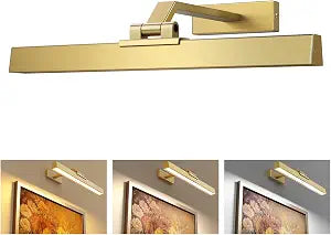 Afyuol Picture Lights for Wall, Brushed Gold Battery Operated Picture Light 16in Art Light CCT Dimmable Recharging Battery Wall Light with Remote Control for Living Room Gallery