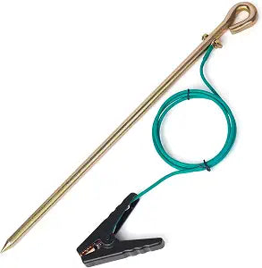 Portable Ground Rod with 4ft 12AWG UL Listed Grounding Wire with Crocodile Clip,Great for Electric Fences,Antennas,Generator (Grounding Rod with 4ft Wire)