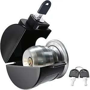 Child Proof Door Knob Cover Lock  Prevents Turning of Door Knob and Access to Keyhole, Can be Used for Home Rentals, Evictions, Job Sites & More  Keyed Alike (Black)