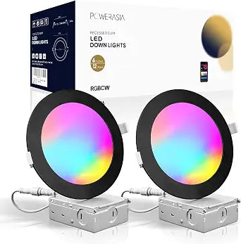 POWERASIA 2 Pack 6 Inch Smart Recessed Lighting, LED Recessed Lighting