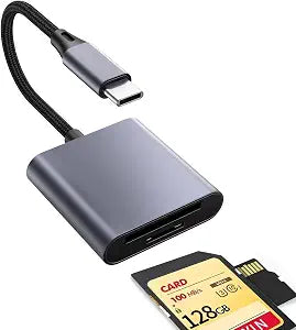 1PCS USB C to SD Card Reader, Supports SD and TF Memory Cards