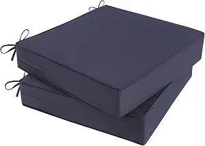Outdoor Chair Cushions 24x24x4 Inch, Waterproof Grey Patio Furniture Cushions Set of 2 with Ties & Handle, 3 Year Color Fastness Square Replacement Seat Cushions for Sofa, Couch