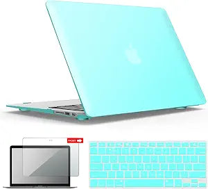 IBENZER Compatible with Old Version MacBook Air 13 Inch Case (2017-2010 Release), Models: A1466/A1369, Plastic Hard Shell Case with Keyboard & Screen Cover for Mac Air 13, Aqua, A13TBL+2