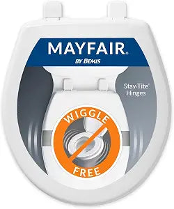 Mayfair Caswell Modern Slow Close Toilet Seat, Durable Plastic Seat, Made in USA, Round, White