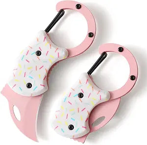 Pink Pocket Knife for Women Men,Cute Keychain Box CutterMini EDC Knives for Everyday Carry,Folding Utility Knife with Creative Ice Cream Design,Ideal Gifts for WomenIce Cream