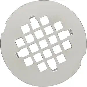 Silver Snap-in Shower Drain Cover, 4-1/4" OD Round