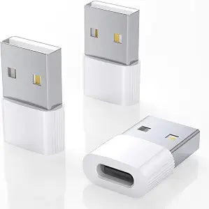 USB to USB C Adapter 3-Pack White, USBC Female to USB Male