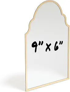 U Brands Magnetic Small Mirror, Arch, Locker Decor, 9" x 6", Gold Frame