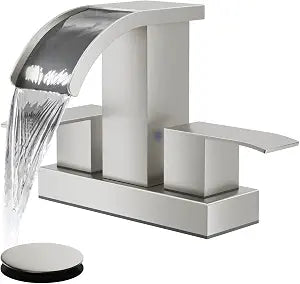 gotonovo Waterfall 4 Centerset Bathroom Sink Faucet Brushed Nickel