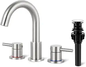 Bathroom Faucet 3 Hole Brushed Nickel, 2-Handle Widespread Faucet