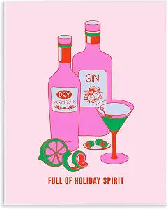 Funny Holiday Spirit Drinks, 11 x 14 Inch Mounted Print on Wall Plaque
