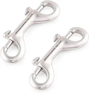 Double Ended Snap Hooks, 2 Pack Heavy Duty Double Ended Trigger Bolt Snaps, Stainless Steel 316 Marine Grade Metal Clips for Diving, Dog Leash, Feed Buckets